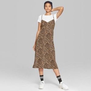 Wild Fable Leopard Print Midi Dress SZ MED